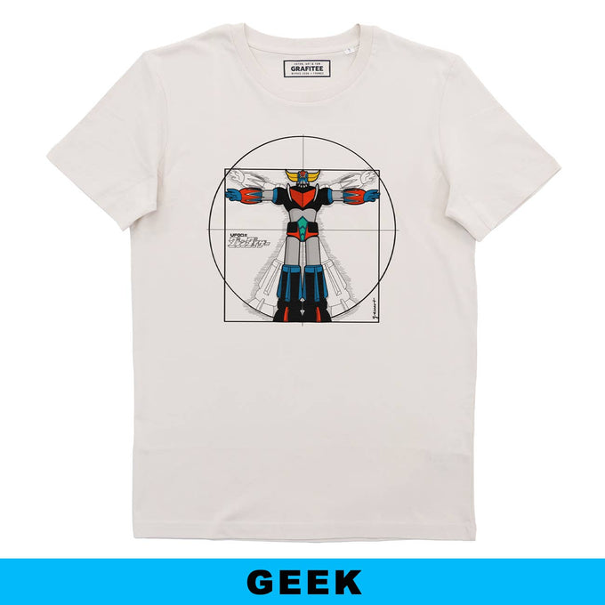 T-shirt unisex in cotone biologico con stampa robot artistica