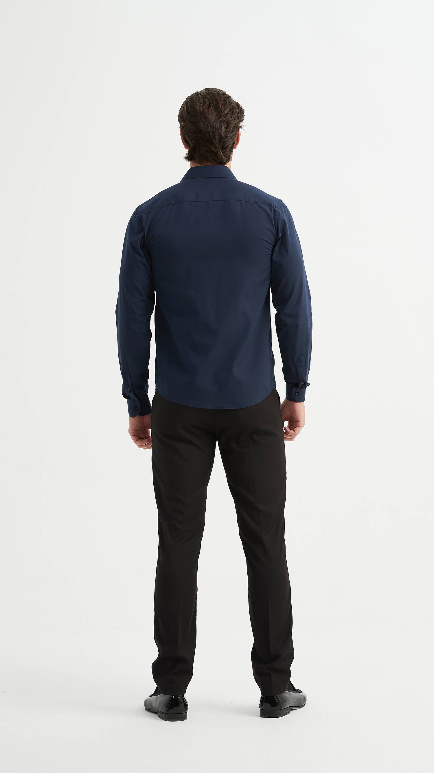 Camicia blu navy comoda no stiro