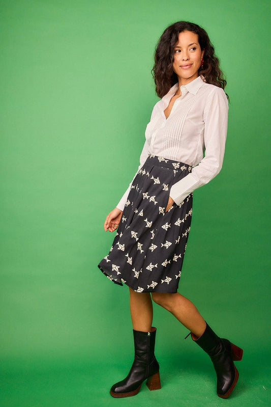 Camicia Rocio bianca in cotone con pieghe