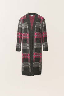 Cardigan lungo jacquard con tasche