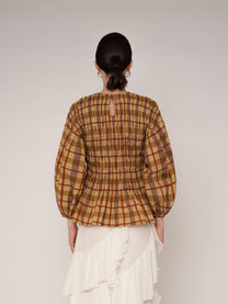 Blusa in lino con lurex effetto luminoso