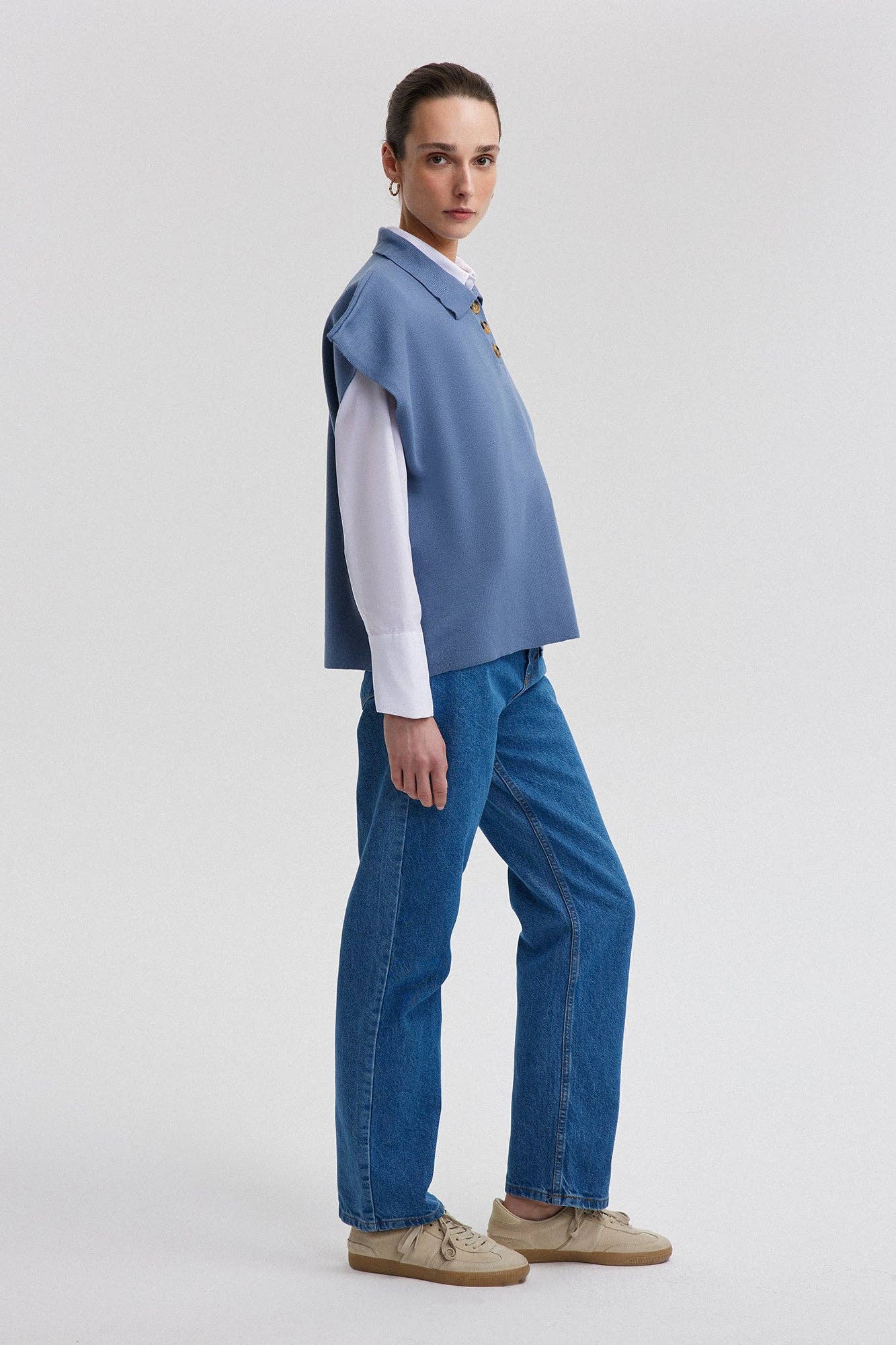 Gilet in maglia con scollo a polo