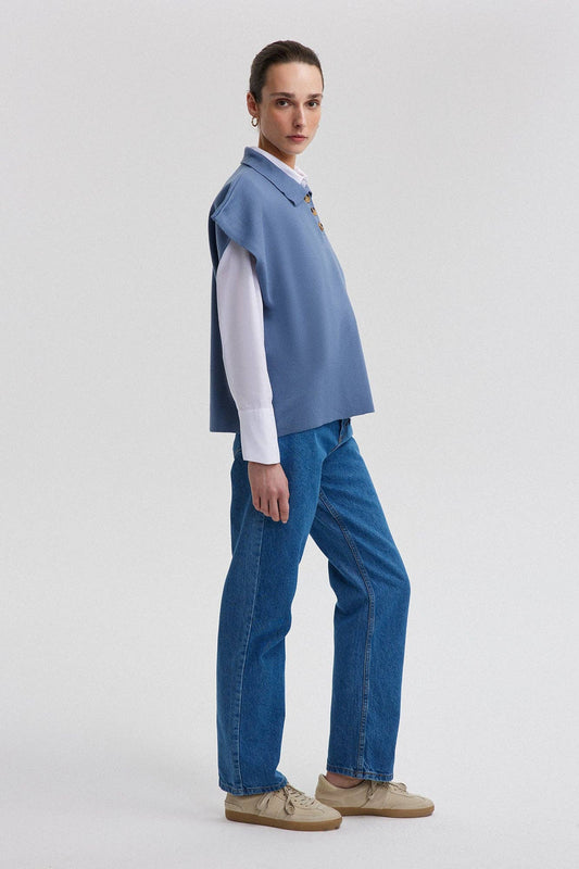 Gilet in maglia con scollo a polo