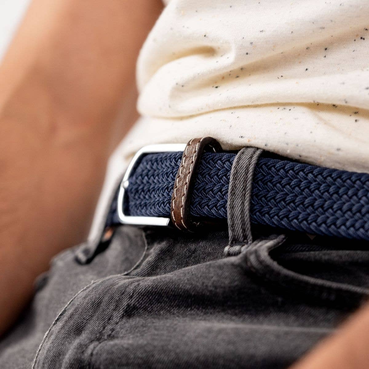 Cintura elastica intrecciata blu ardesia