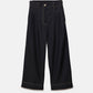 Pantaloni wide leg in denim con impunture a contrasto