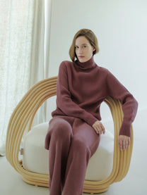 Pantaloni lounge in lana merino extrafine a coste