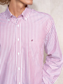 Camicia uomo a righe in cotone con colletto button-down