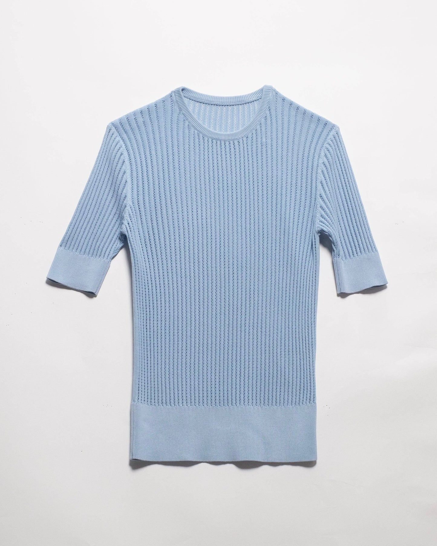 T-shirt in cotone fine con micro pointelle
