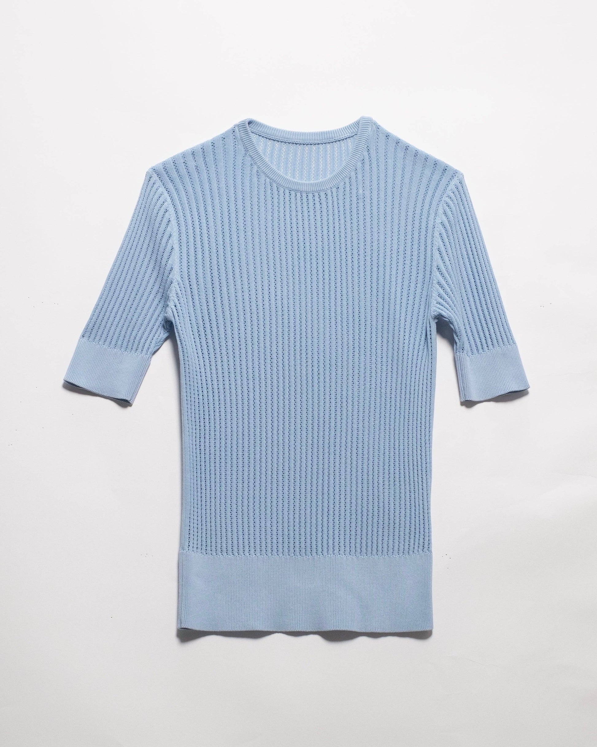 T-shirt in cotone fine con micro pointelle