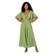 Abito lungo estivo verde con maniche corte