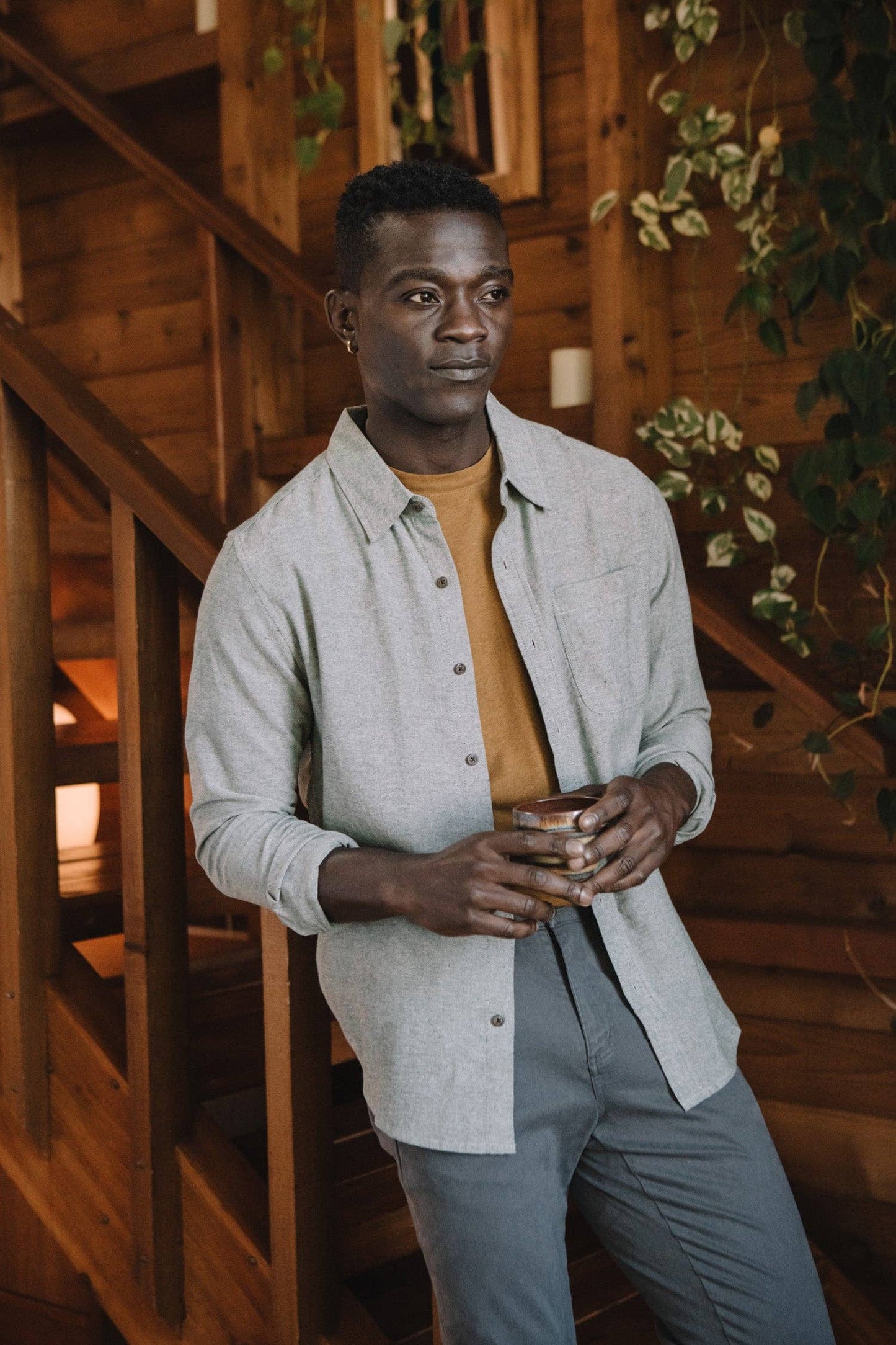 Camicia Larson in chambray salvia