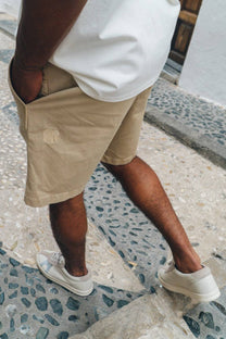 Pantaloncini da arrampicata in cotone Ecodye color sabbia