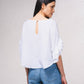 Blusa fluida con maniche a volant plissé
