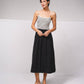 Abito midi con spalline sottili, righe e fiocco
