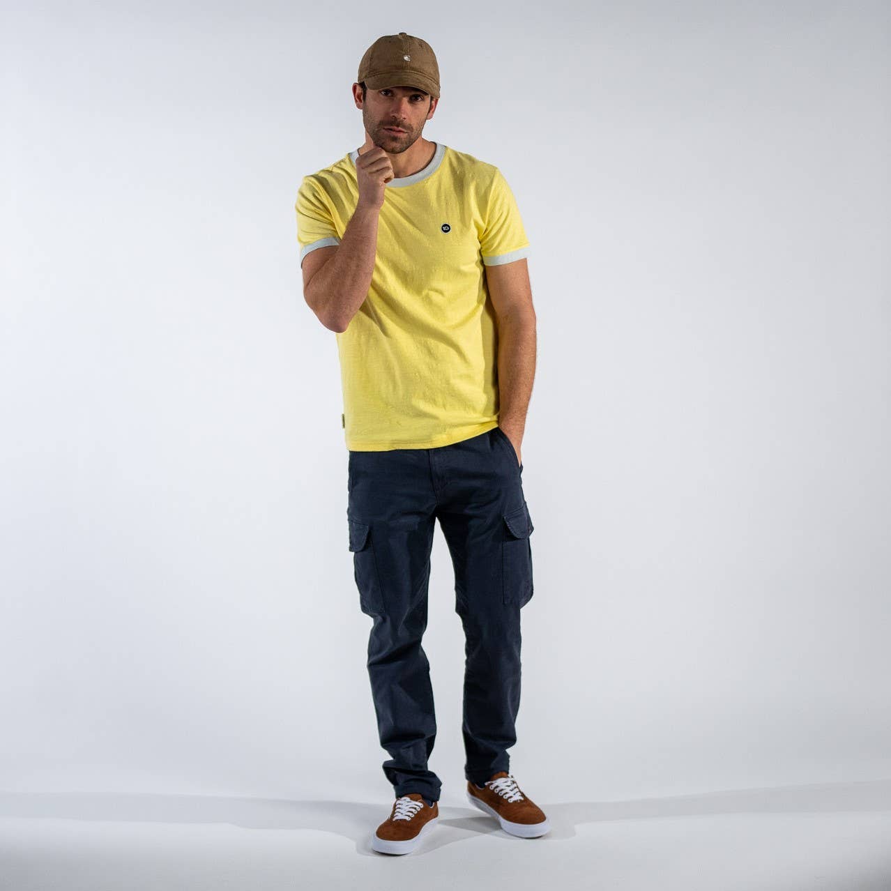 Pantaloni cargo blu navy in cotone