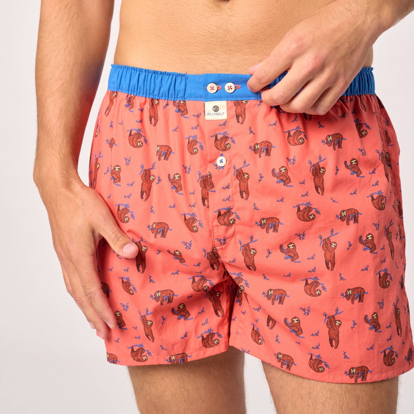 Boxer uomo in cotone biologico con stampa bradipo
