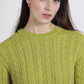 Maglione a trecce verde lime da donna