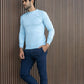 Maglione girocollo in cotone Pima Blue Sky
