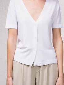 Cardigan in maglia fine con scollo a V e maniche corte