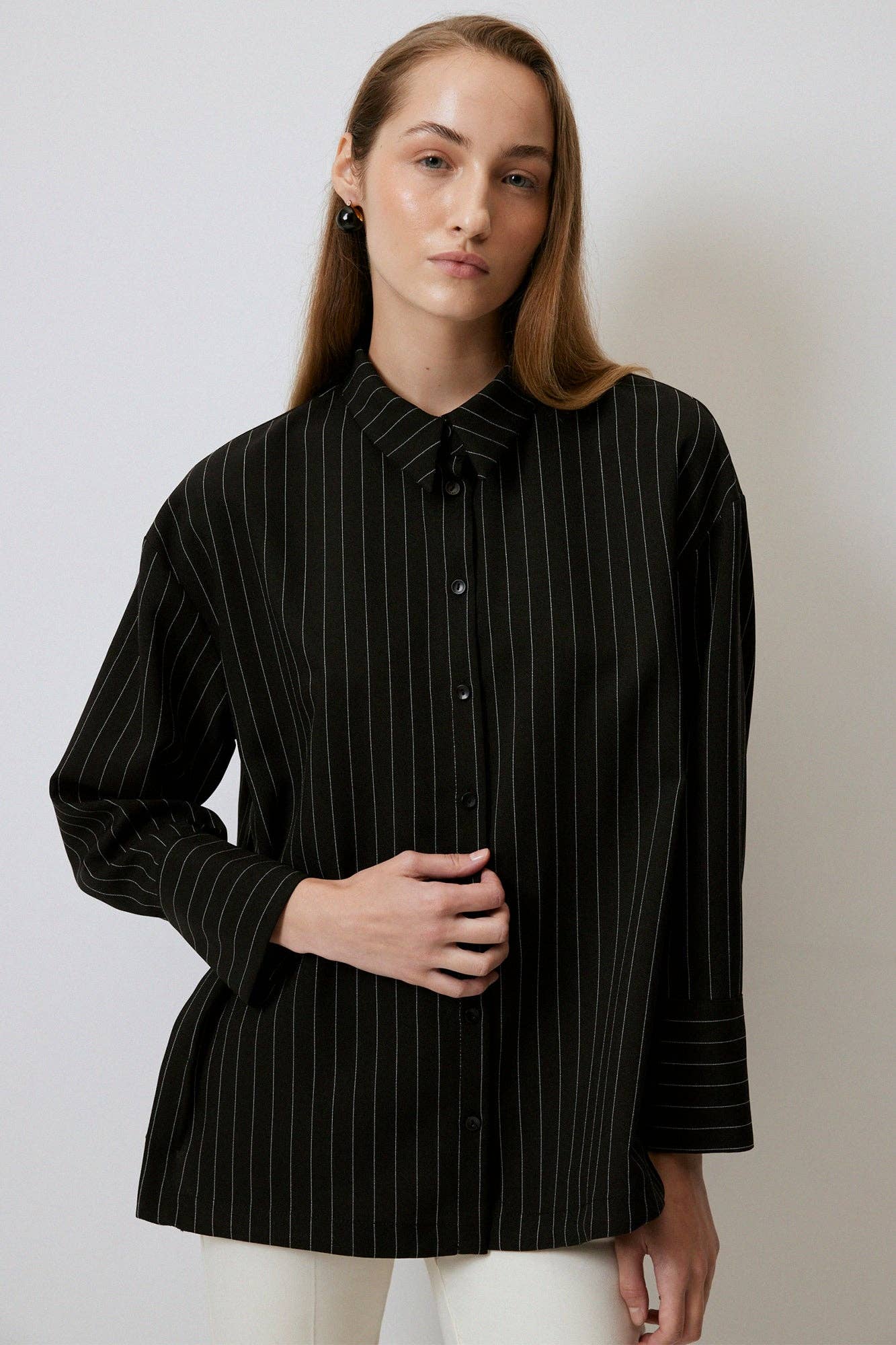 Camicia oversize a righe sottili