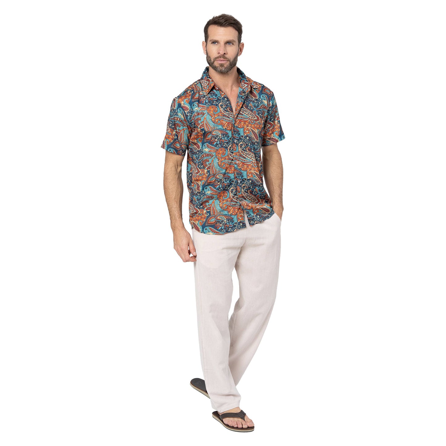 Camicia estiva a maniche corte fantasia paisley