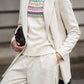 Pantaloni in velluto a coste beige a gamba ampia