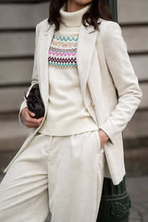 Pantaloni in velluto a coste beige a gamba ampia