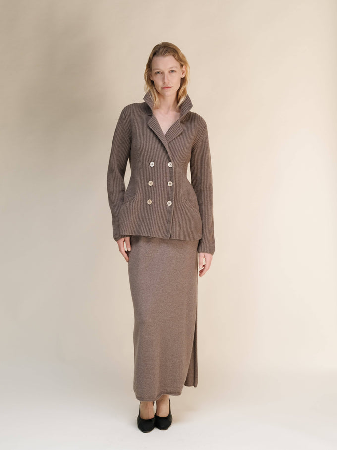 Giacca doppiopetto in maglia misto cashmere