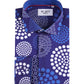 Camicia slim fit elasticizzata blu con stampa digitale