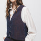 Gilet a quadri con scollo a V