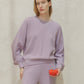 Maglione girocollo a costine in misto cashmere con maniche a palloncino