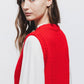 Gilet in maglia strutturata a trecce rosso