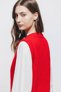 Gilet in maglia strutturata a trecce rosso