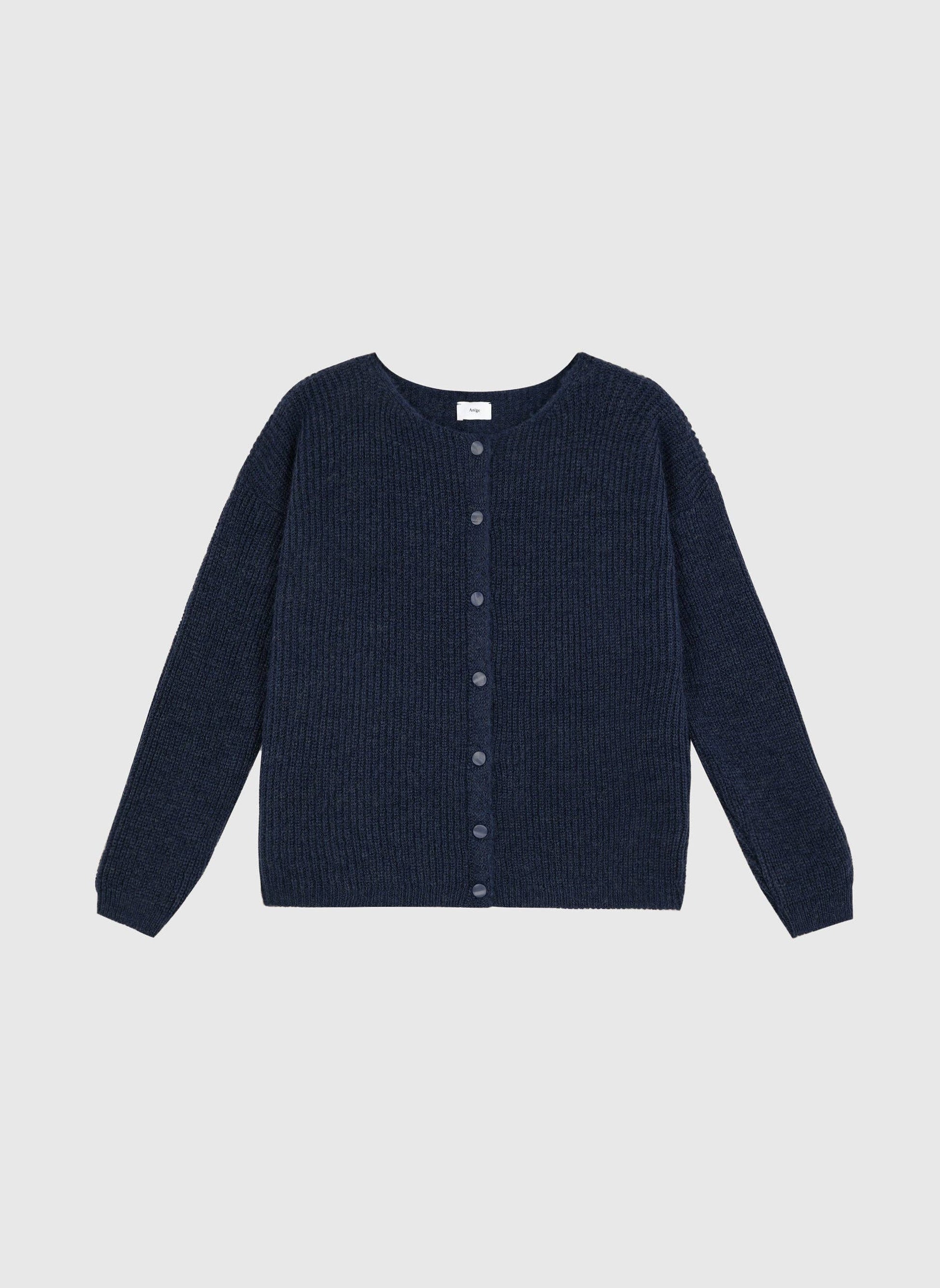 Cardigan reversibile blu navy con bottoni