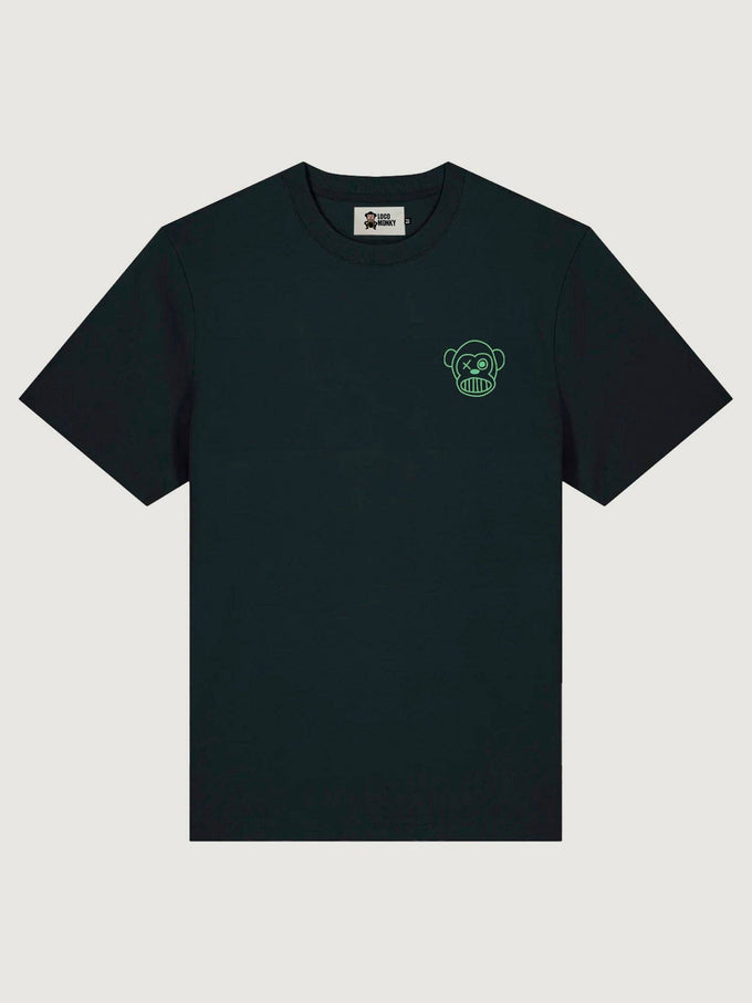T-shirt unisex nera con ricamo Loco Monky