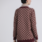 Cardigan jacquard bicolore con scollo a V