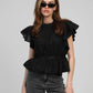 Blusa nera Salek con volant