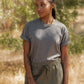 T-shirt boxy in cotone riciclato grigio mélange