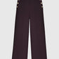 Pantaloni palazzo a vita alta color vino