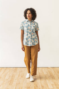 Camicia a maniche corte in cotone con stampa ikat