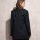 Blazer lungo gessato nero da donna