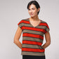 Maglione a righe a maniche corte con scollo a V