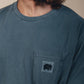 T-shirt in garza tinta a pigmento verde olmo con taschino