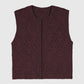 Cardigan smanicato in maglia color vino