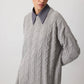 Maglione girocollo in maglia a trecce grigio