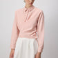 Camicia avvolgente in popeline misto cotone rosa