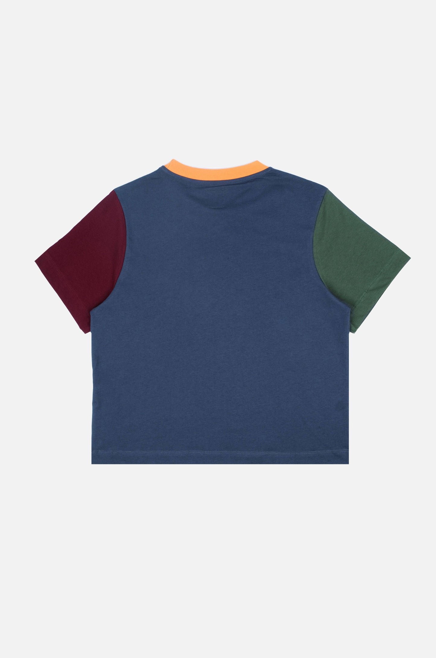 T-shirt donna color block blu con ricamo elefante