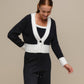Cardigan donna cropped bicolore in maglia