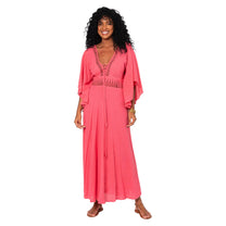 Abito lungo estivo boho in cotone con maniche ampie