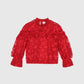 Blusa Soely rossa trasparente jacquard con volant